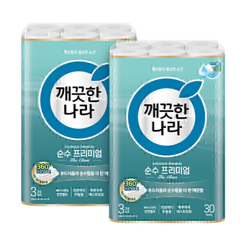 깨끗한나라 순수 프리미엄 더클래스 30m 30롤 2팩