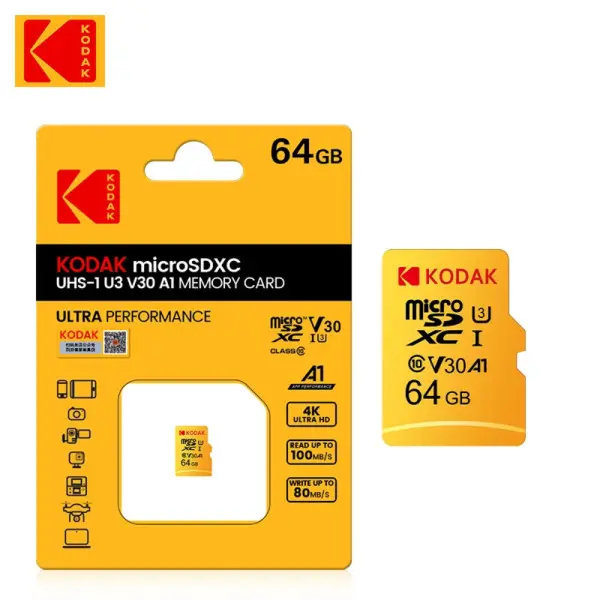 메모리카드 KODAK 메모리 카드 마이크로 SD 32GB C10 64GB U3 4K SDHC UHS-I 64G A1 V30 TF Trans 플래시 M (18,510원/무료)