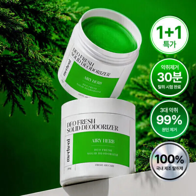 1+1 메르헨트 차량용 고체탈취제 250g 에어리허브 대용량 자동차 담배 에어컨 냄새제거