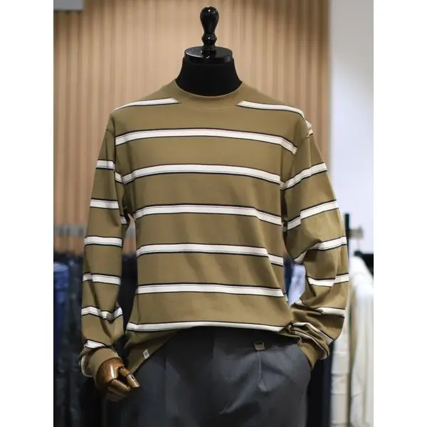 갤러리아 BON FW 브라운 스트라이프 라운드 티셔츠 BN4FTS704