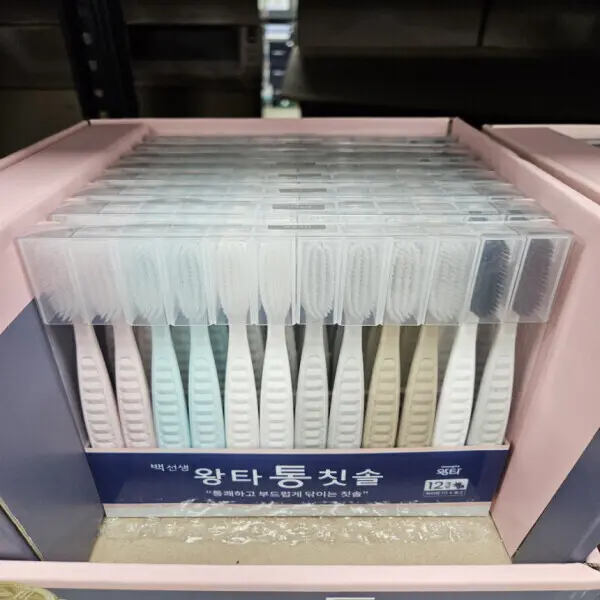 백선생 왕타 대왕칫솔 통칫솔 12개입 대용량 온가족 화이트 숯 한정수량 판매