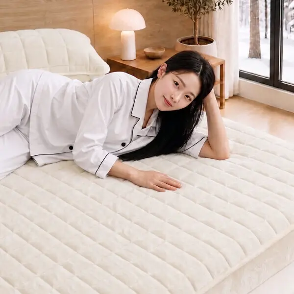 5도업 발열 장모 극세사 침대 누빔 패드