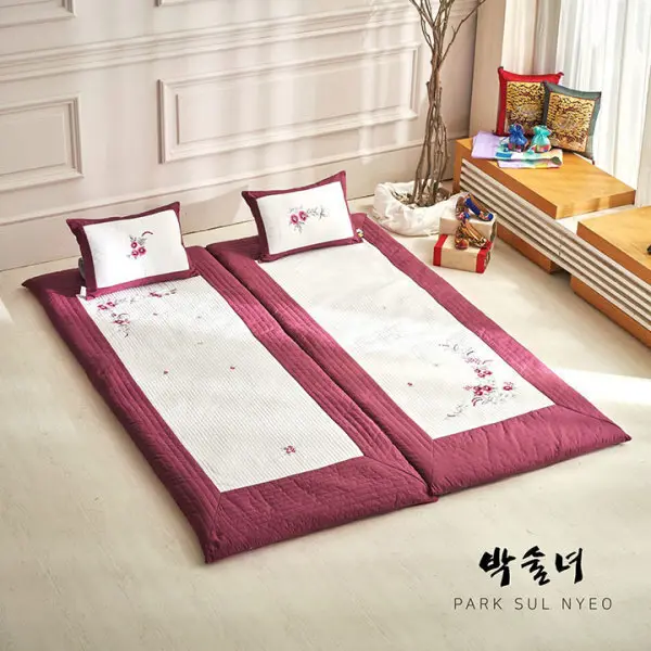 박술녀 자수광목 도톰한 요매트 요커버+요솜6cm (작품명 화연) 보료 싱글/더블 부모님 선물추천