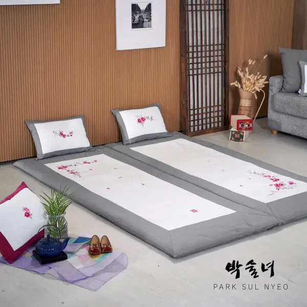 박술녀 자수광목 도톰한 요매트 요커버+요솜6cm (작품명 화연) 보료 싱글/더블 부모님 선물추천