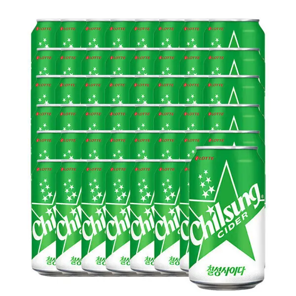 칠성사이다 350ml 48캔/탄산음료/사이다/음료수 칠성/오리지널+ 칠성사이다 짐색 증정