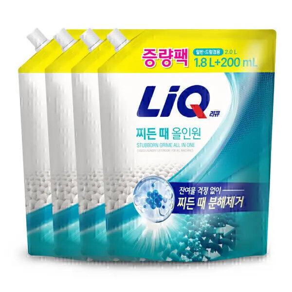 (대용량 증량팩) 리큐 찌든때 올인원 2L (1.8L+200ml) 4개 일반/드럼겸용