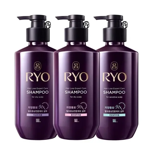 려 자양윤모 9ex 탈모전문케어 샴푸(지성/민감)400ml 3입
