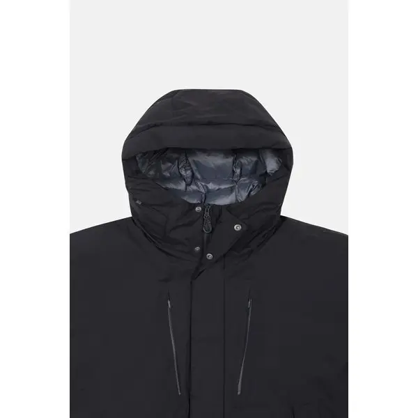 정상소매가:570000원 코오롱스포츠 25FW 남성 후드일체형 논퀼팅 미드 다운 JWJDW25621BLK