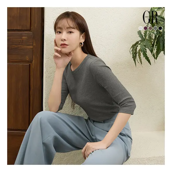 [조르쥬레쉬]조르쥬 레쉬 26FW 꼼드코튼 블렌딩 7부 티블라우스 5종 (쿠폰가 47,910원/무료)