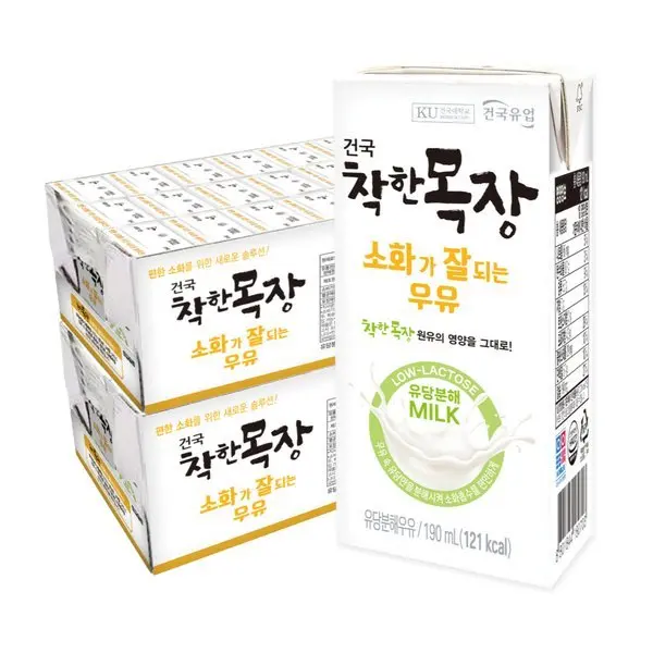 본사배송 건국우유 건국 착한목장 소화가 잘되는 멸균우유 190ml 48팩 (25,840원/무료)