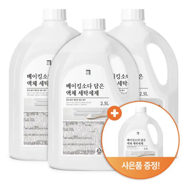 [살림백서](3+1) 살림백서 베이킹소다 세탁세제 2.5L 살림백서 대용량 일반 드럼 겸용 중성세제 액체 (쿠폰가 12,930원/무료)