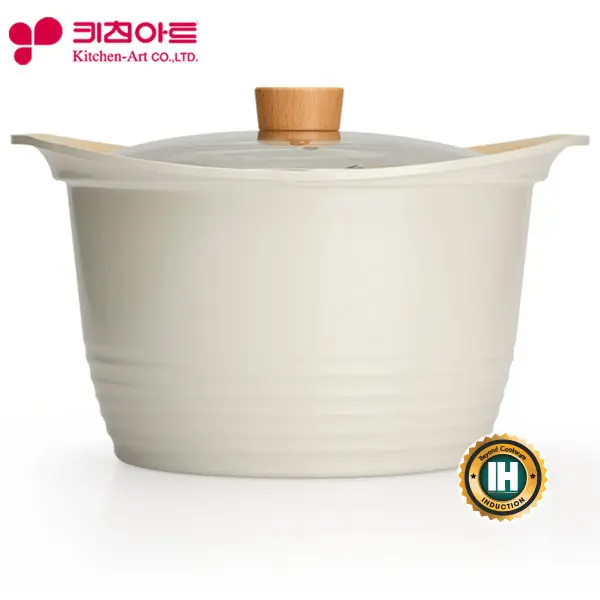 [키친아트]국산 키친아트 IH인덕션 베이직냄비-26cm 곰솥 세라믹코팅 국솥 양수 곰통 (쿠폰가 38,900원/무료)