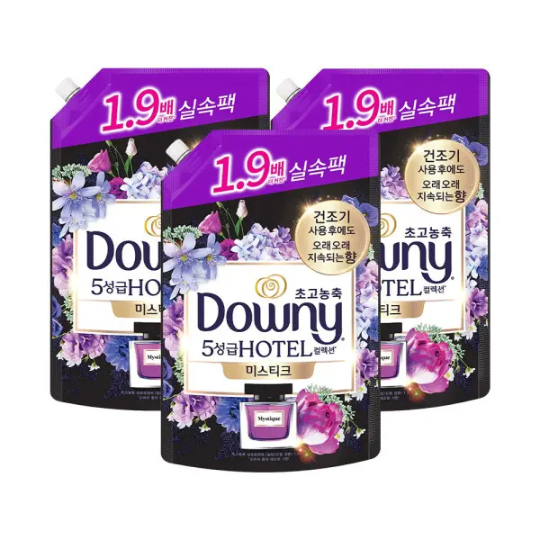 [다우니호텔컬렉션]다우니 호텔컬렉션 섬유유연제 미스티크 리필 1.35L 3개 (쿠폰가 22,900원/무료)