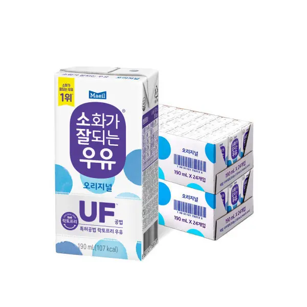[소화가잘되는우유]매일 소화가 잘되는 멸균우유 190ml 48팩 (쿠폰가 32,230원/무료)