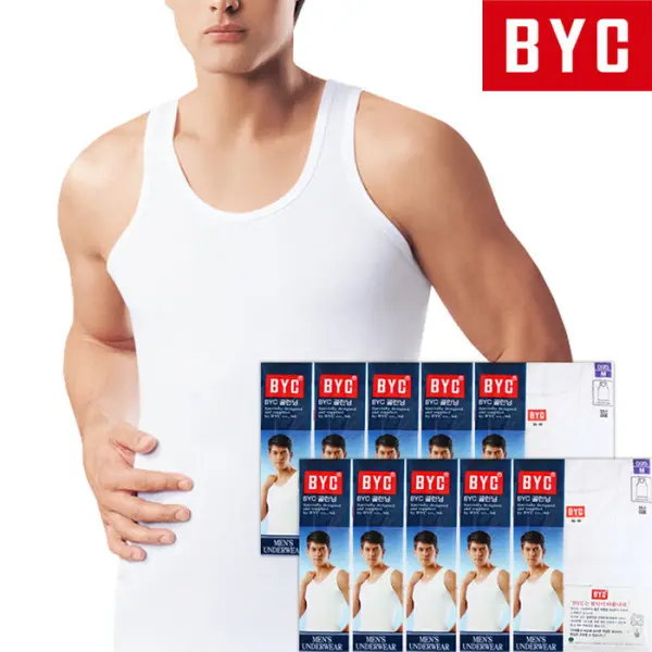 (제이지몰)BYC 남성런닝 순면 100% 메리야스 10매 (쿠폰가 27,960원/무료)