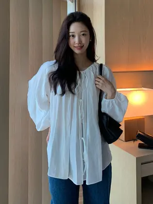 Celia Shirring Blouse_Ivory