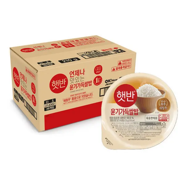 CJ 햇반 백미 새청무쌀 윤기가득쌀밥 210g 36개 즉석밥