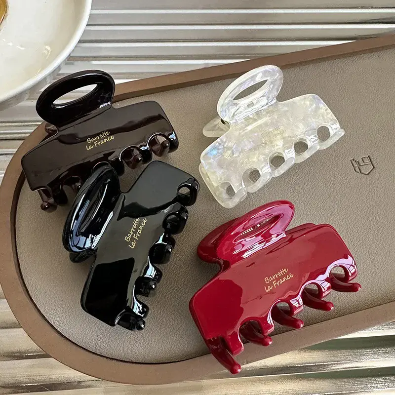 5.5cm 긴 아세테이트 헤어 크랩 여성용 및 여성용 빨간 헤어 클립