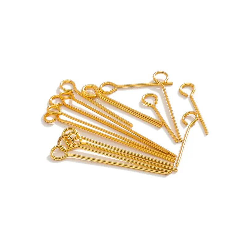 100Pcs 15-50mm 스테인레스 스틸 워터 골드 컬러 아이 핀 후크