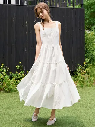 [Ivory 단독][12차][카리나 PICK][컬러추가]Ribbon shirring sleeveless dress_5 Colors