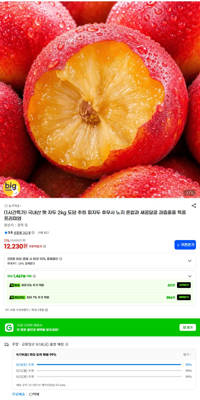 (1시간특가) 국내산 햇 자두 2kg 도담 추희 피자두 후무사 노지 혼합과 새콤달콤 과즙줄줄 특품 프리미엄 판매 페이지