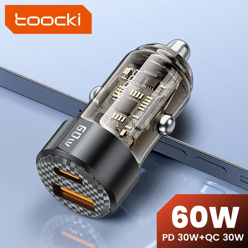 Toocki 60w 자동차 충전기 30wUSB A + Type C