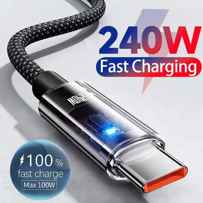 240W 나일론 USB 타입 C 초고속 충전 케이블 삼성 샤오미 화웨이