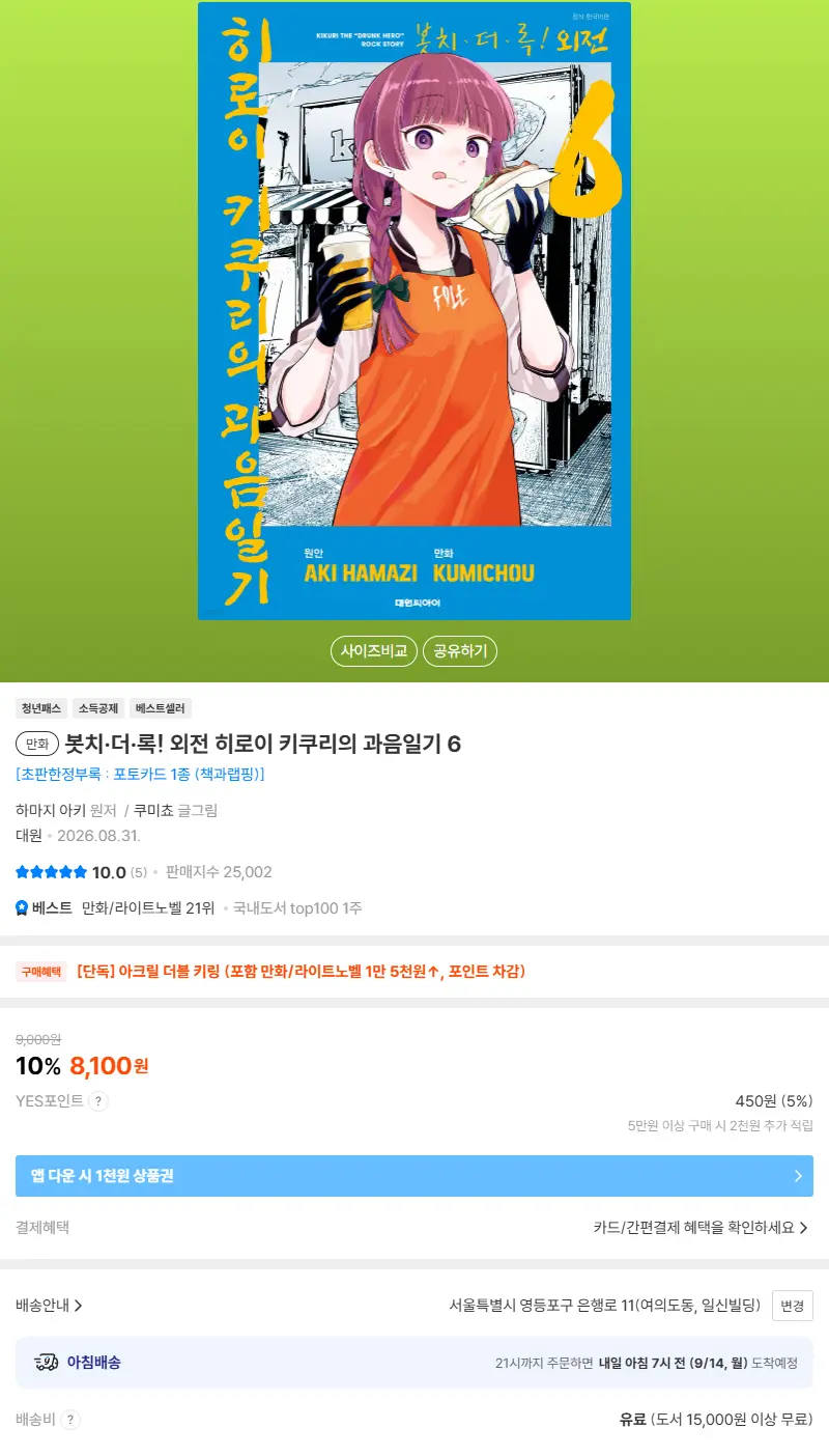 봇치·더·록! 외전 히로이 키쿠리의 과음일기 6 판매 페이지