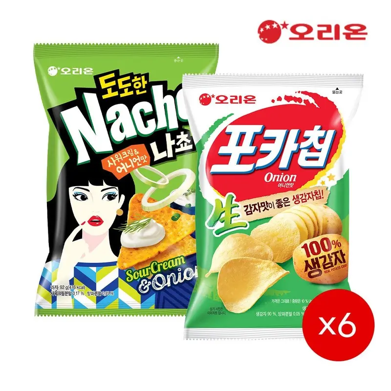 [오리온][브랜드데이][21일순차출고]오리온 도도한나쵸 어니언 92g 6개 + 포카칩 어니언 66g(햇감자) 6개 : 롯데ON