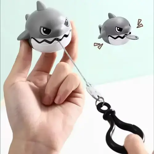 새로운 창의적인 재미있는 당기는 줄 니블링 샤크 키체인 어린이용 만화 작은 물고기를 먹는 상어 열쇠고리 자동차 가방 작은 펜던트 선물