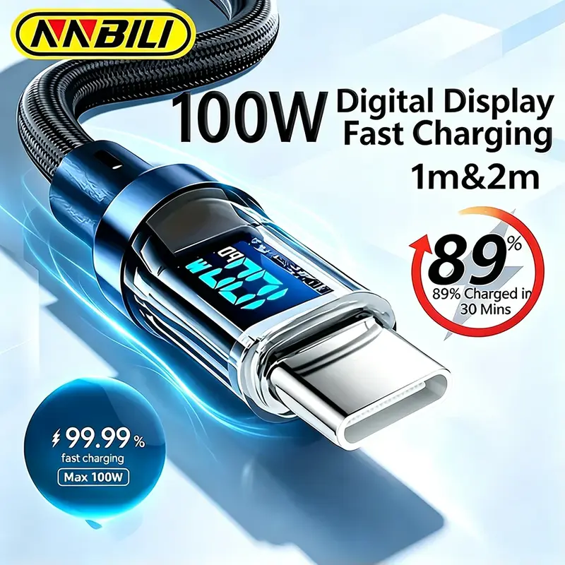 NNBILI USB to Type C 케이블 120W 고속 충전기 USB