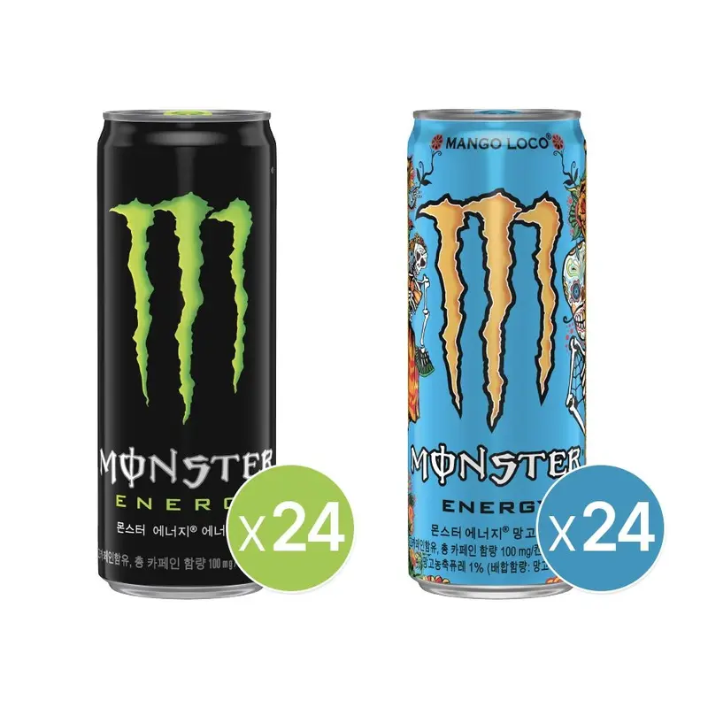 [몬스터 에너지](본사직영) 몬스터 에너지 그린 355ml 24캔+몬스터 에너지 망고로코 355ml 24캔_분리배송 : 롯데ON
