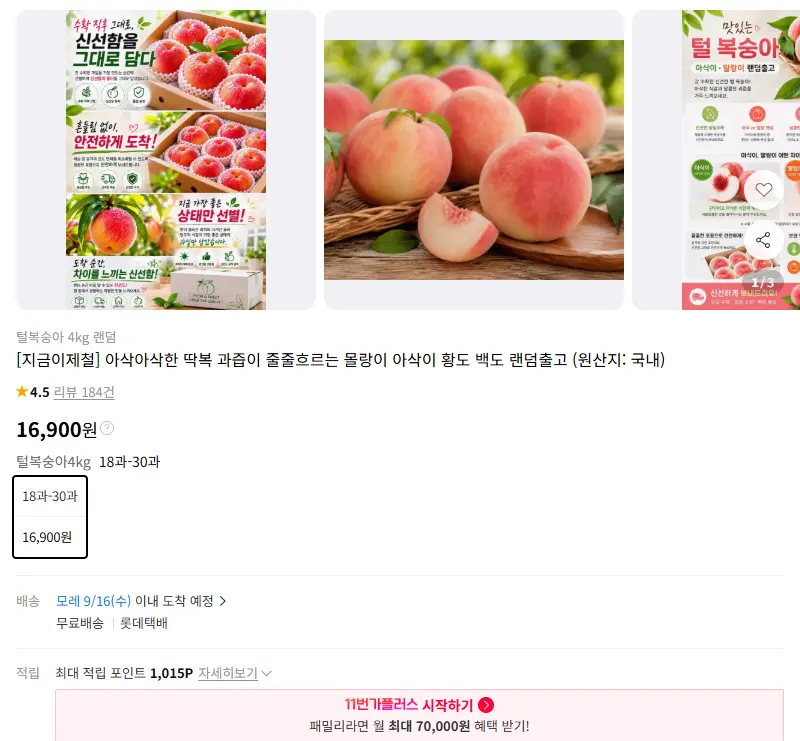 [지금이제철] 아삭아삭한 딱복 과즙이 줄줄흐르는 몰랑이 아삭이 황도 백도 랜덤출고 판매 페이지