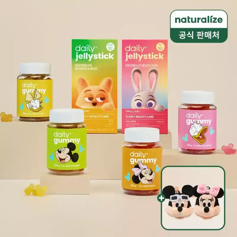 [내일도착]디즈니 비타민 꾸미 /젤리스틱 6종 선택 (멀티/비타민C/유산균/애사비 외) +인형키링