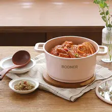 보트너 인덕션겸용 세라믹코팅 핑크 양수 냄비 24cm 통주물 국 찌개냄비