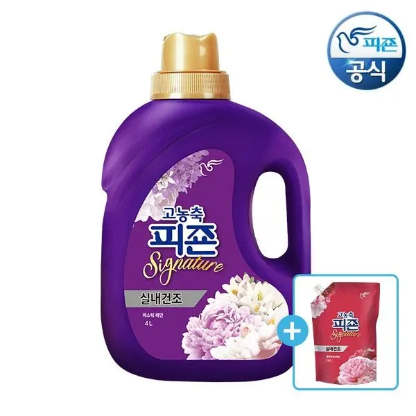 [피죤][플라워 1.6L 리필 1개 증정] 피죤 고농축 실내건조 섬유유연제 시그니처 4L 용기 x 1개 미스틱레인/플라워 : 롯데ON