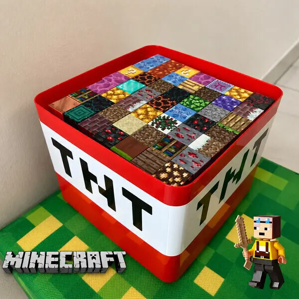 Minecraft 마인크래프트 TNT마그네틱 자석 블록 500P 입체 조립 피규어50개+랜덤무기50P 수납통포함