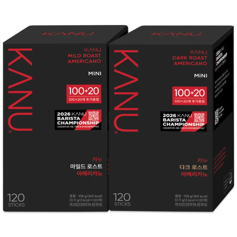 (결제할인)카누 미니 마일드 아메리카노 120Tx2개(카바챔) 외 2종 골라담기 + 5Tx2개 증정