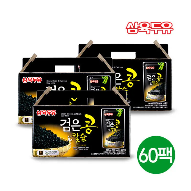 삼육식품 삼육두유 검은콩 칼슘 파우치 190ml 총 60팩