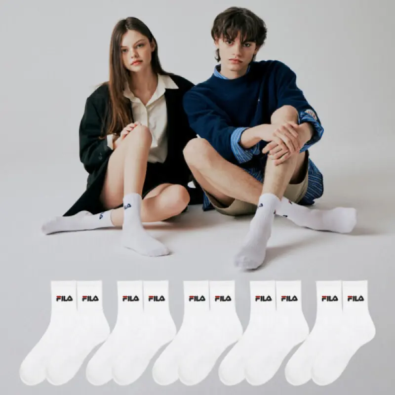 (20%) 5PACK 휠라 솔리드 미드삭스