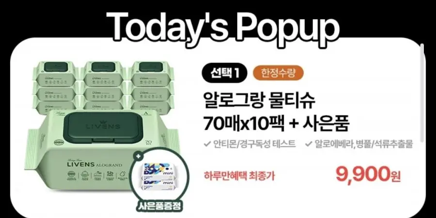 [gsshop] 알로그랑 70gsm 물티슈 70매x10팩+휴대용물티슈 (9,900원/무배)