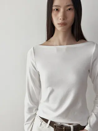 Luna boat neck T-shirts_Ivory