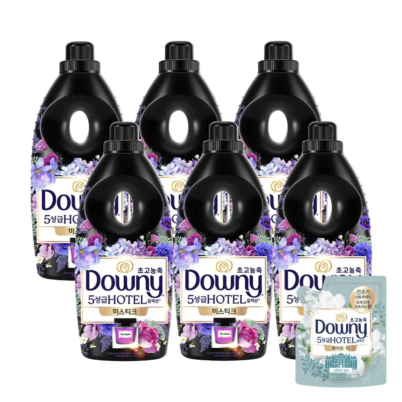 다우니 호텔컬렉션 섬유유연제 미스티크 1L 6개 +다우니 화이트티 200mL