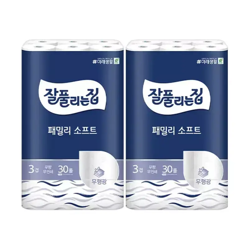 잘풀리는집 3겹 패밀리소프트, 27m, 30롤, 2개