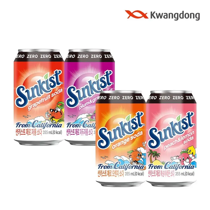 [광동][본사직영] 썬키스트 제로 소다 355ml 4종 24+24 골라담기 (총 48입) : 롯데ON