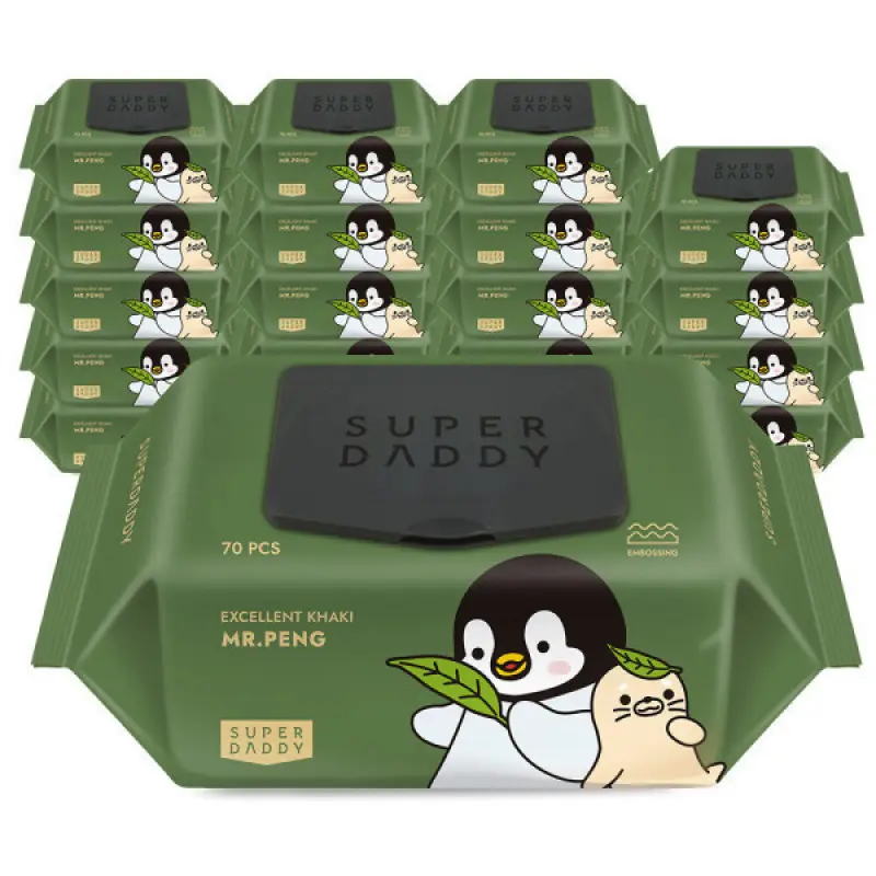 물티슈 (82g행주급/2만원대 역대초특가) 20팩 슈퍼대디 미스터펭 카키 70매 저자극 최고평량 82평량