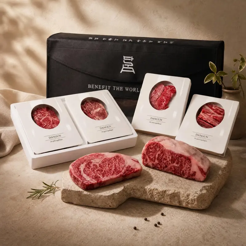 [단군한우]1++ 투쁠한우 선물세트 구이혼합 1호 1.2kg(꽃등심300g/등심300/갈비살300/채끝300) : 롯데ON