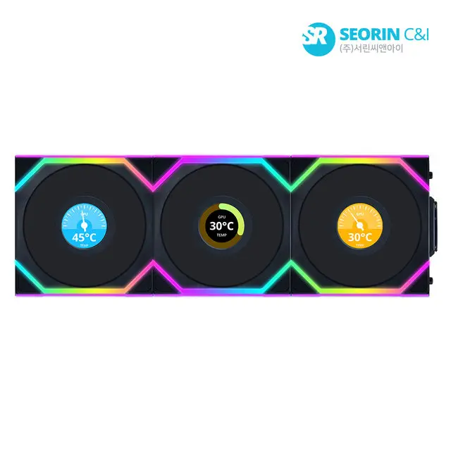 [서린공식] 리안리 UNI FAN SL Wireless LCD 120 리버스 블랙 3팩