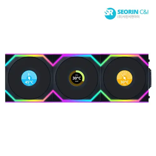 [서린공식] 리안리 UNI FAN SL Wireless LCD 120 리버스 블랙 3팩