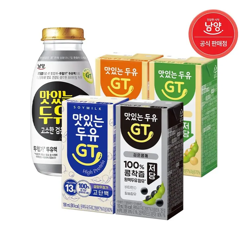 [남양][딜크릿]맛있는두유GT 190ml 48팩 담백/달콤/고단백/검은콩*깨(30병) 골라담기 : 롯데ON
